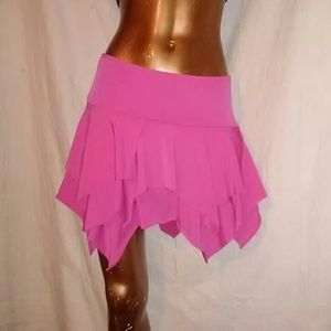 Pink polyester skirt.